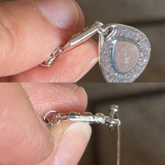 Flower Pattern Water Drop Shape Inlaid Synthetic Gemstone Dangle Earrings Retro - Picture 9 of 11